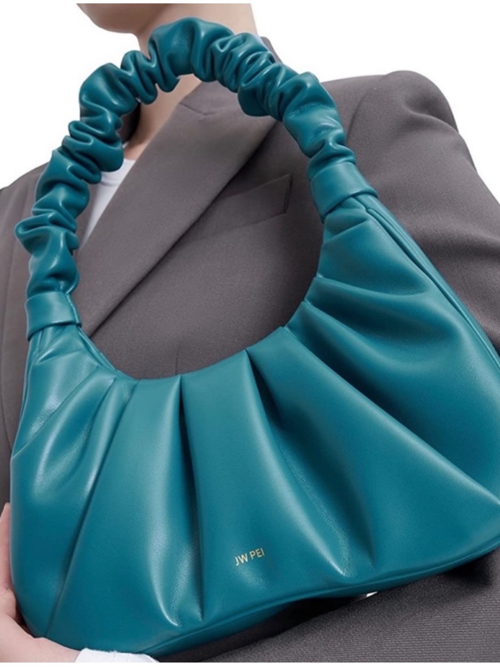 NWT/B JW PEI Gabby Ruched Hobo Bag Peacock - Picture 2 of 8
